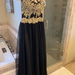 Junior size 3 black and gold formal gown